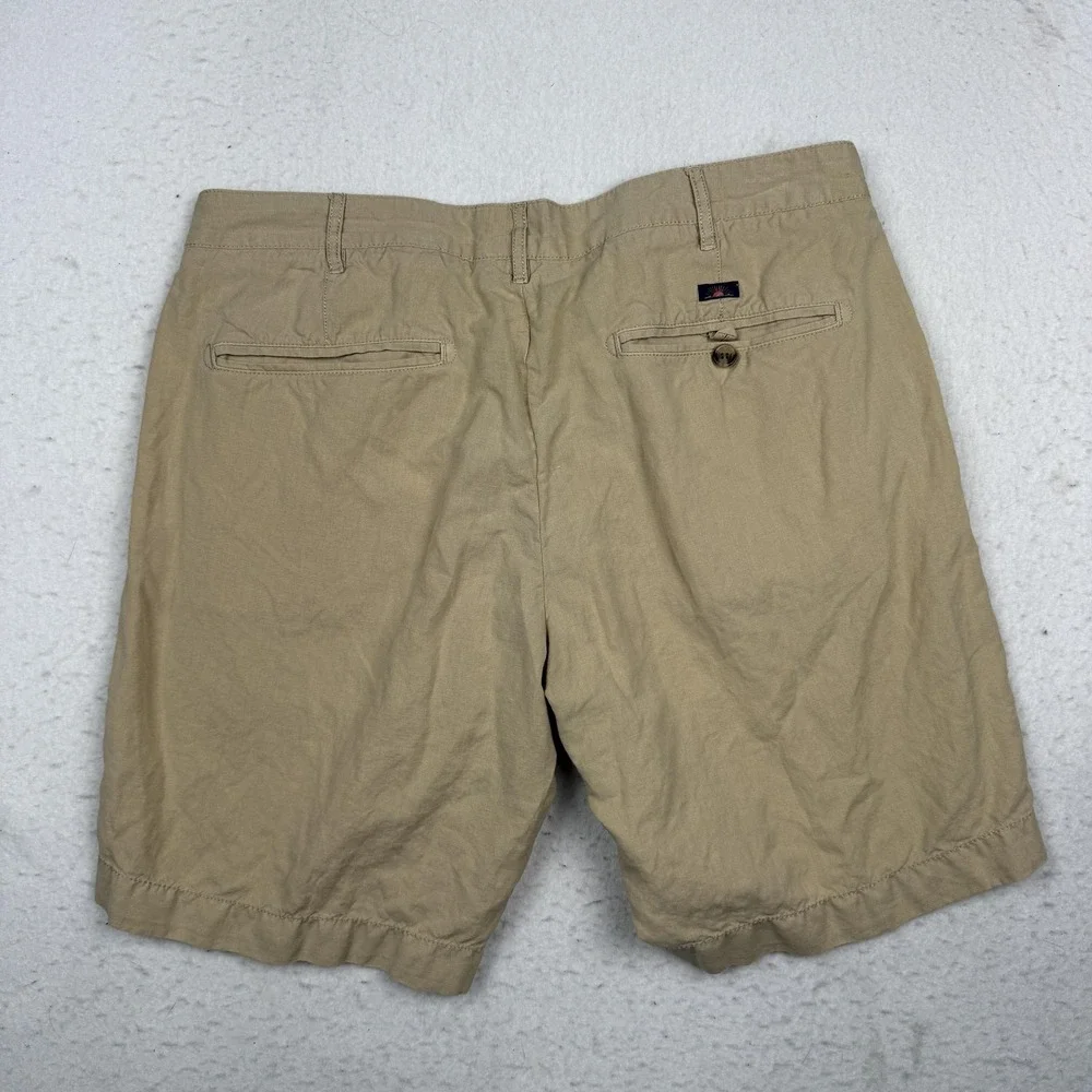 Faherty Shorts Mens 36 Beige Chino Lightweight Cotton Linen 9 Inseam Casual